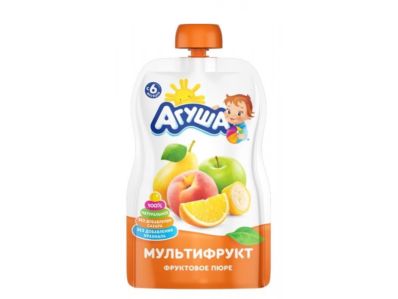 Агуша детское пюре, пюре, 90 г, 1 шт, мультифрукт фото