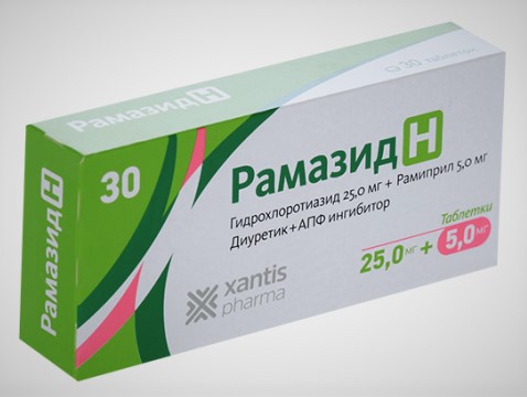 Рамазид Н, 25 мг + 5 мг, таблетки, 30 шт. фото