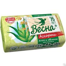 Весна Мыло туалетное Ассорти, 90 г, 1 шт, алоэ и овсяное молочко фото