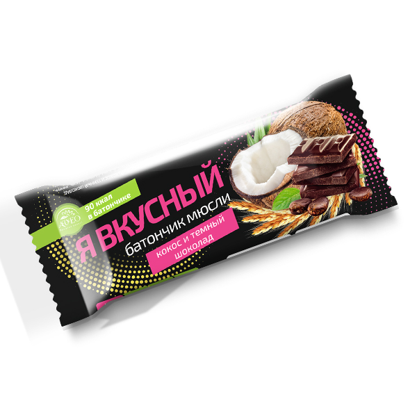 Я Вкусный Батончик-мюсли, батончик, 25 г, 1 шт, кокос, в темном шоколаде фото