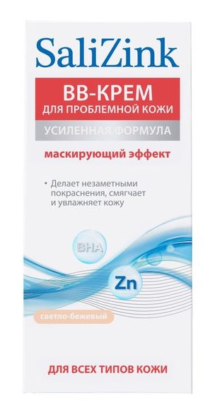 Salizink ВВ-крем с тонирующим эффектом для проблемной кожи, крем, 50 мл, 1 шт, светло-бежевый, тон 01 фото