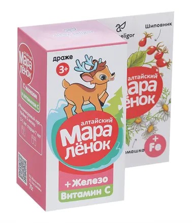 Алтайский мараленок Витамин С и железо, драже жевательное, 70 г, 1 шт. фото