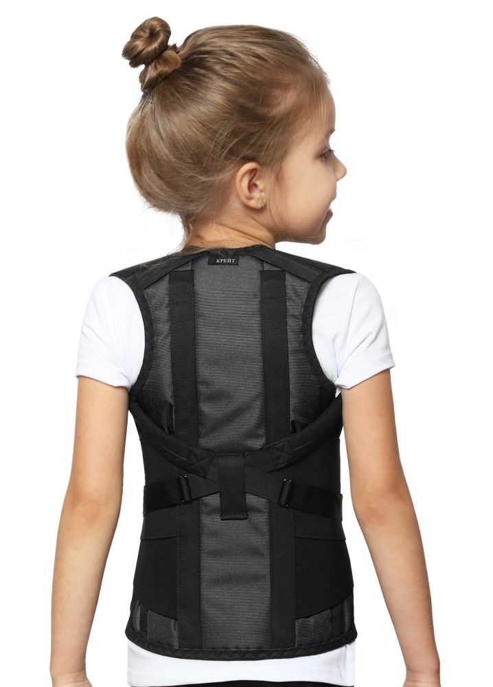 Крейт Корсет ортопедический грудопоясничный детский, рост 2, р. 2, 1 шт, черный, Е-504 металлические ребра жесткости фото