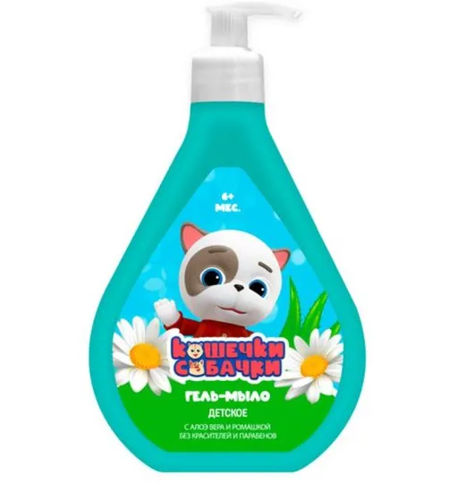 Кошечки Собачки гель-мыло детское, мыло детское, 250 мл, 1 шт, с алоэ вера и ромашкой фото