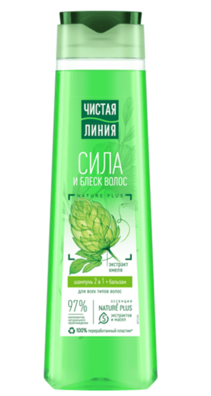 Чистая линия Хмель и репейное масло 2в1, шампунь - бальзам, 400 мл, 1 шт. фото