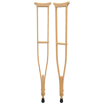 Костыли деревянные, пара, 1 шт, 749, выс. регулир. 1235-1395 мм, наконечника внутр. диам. 22 мм, внешн. диам. 45 мм фото