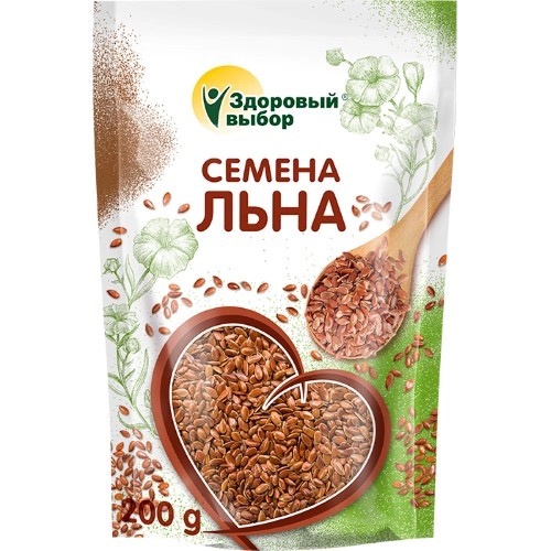 Здоровый выбор Льна семена, семена цельные, 200 г, 1 шт. фото
