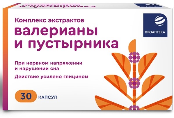 Проаптека Комплекс экстрактов валерианы и пустырника, 395 мг, капсулы, 30 шт. фото