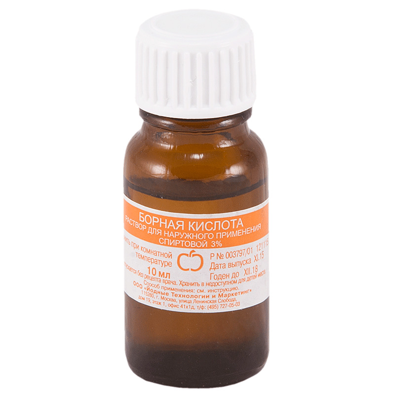 Борная кислота, 3%, раствор для наружного применения спиртовой, 10 мл, 1 шт. фото