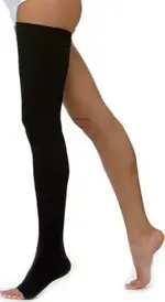 Чулок компрессионный до бедра с открытым мыском, 2 класс компрессии, р. 6, 1 шт, черного цвета фото
