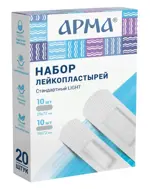 Арма Набор лейкопластырей стандартный Light, лейкопластырь бактерицидный, 20 шт, белый, нетканая основа фото