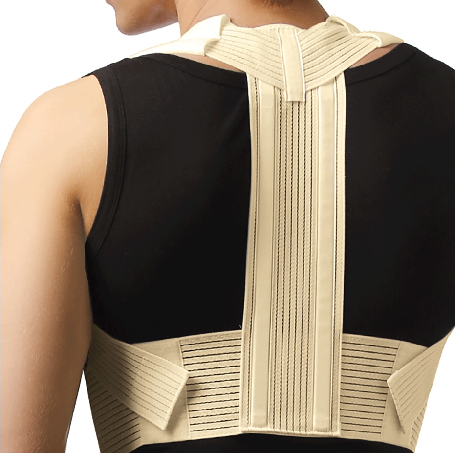 Корректор осанки эластичный 0108, M, 1 шт, бежевый, с жесткими вставками фото