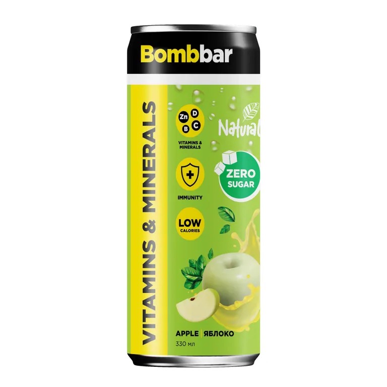 Bombbar Лимонад витаминизированный, напиток, 330 мл, 1 шт, яблоко фото