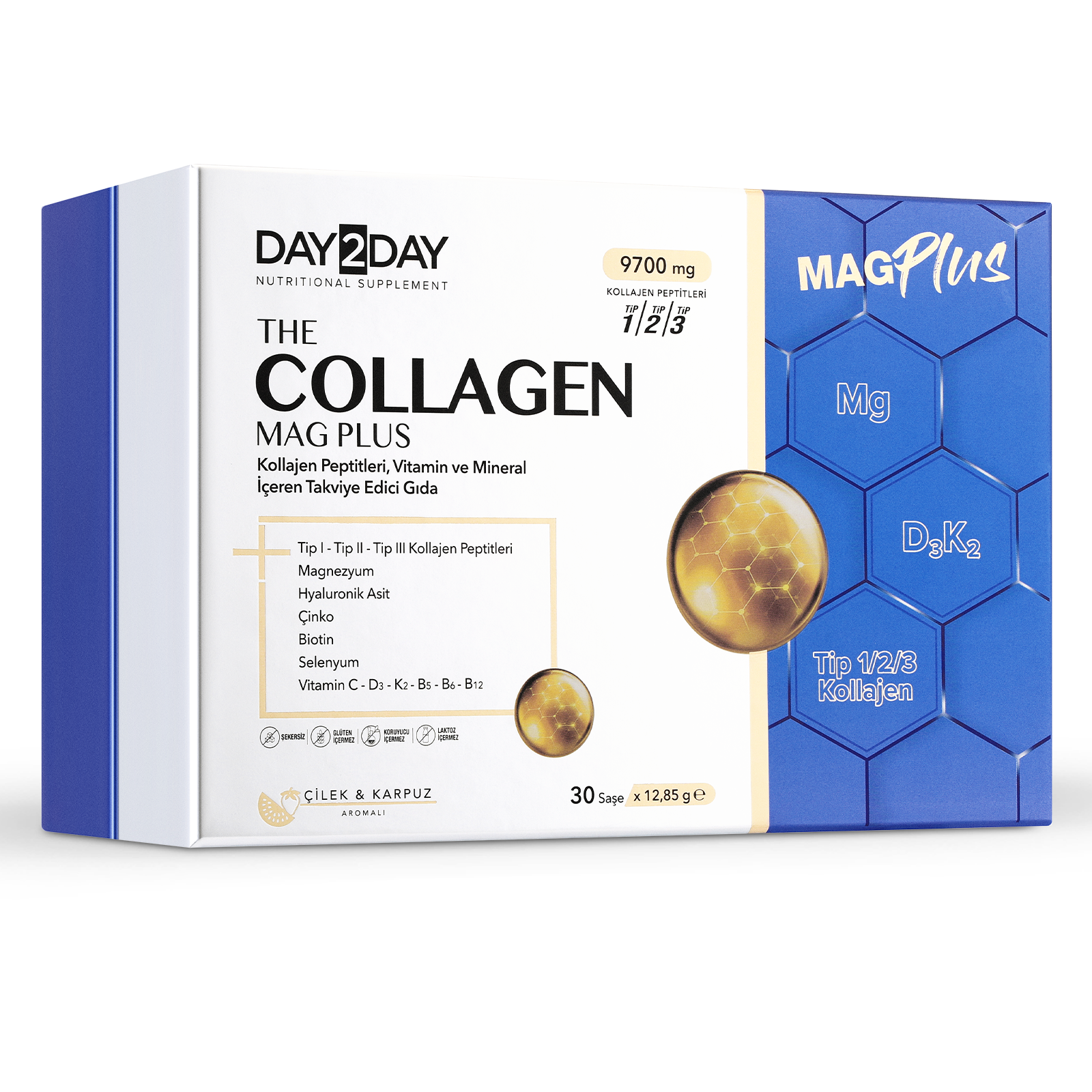 Orzax Day2Day Collagen Mag Plus, порошок для приготовления раствора для приема внутрь, 30 шт, клубника + арбуз фото
