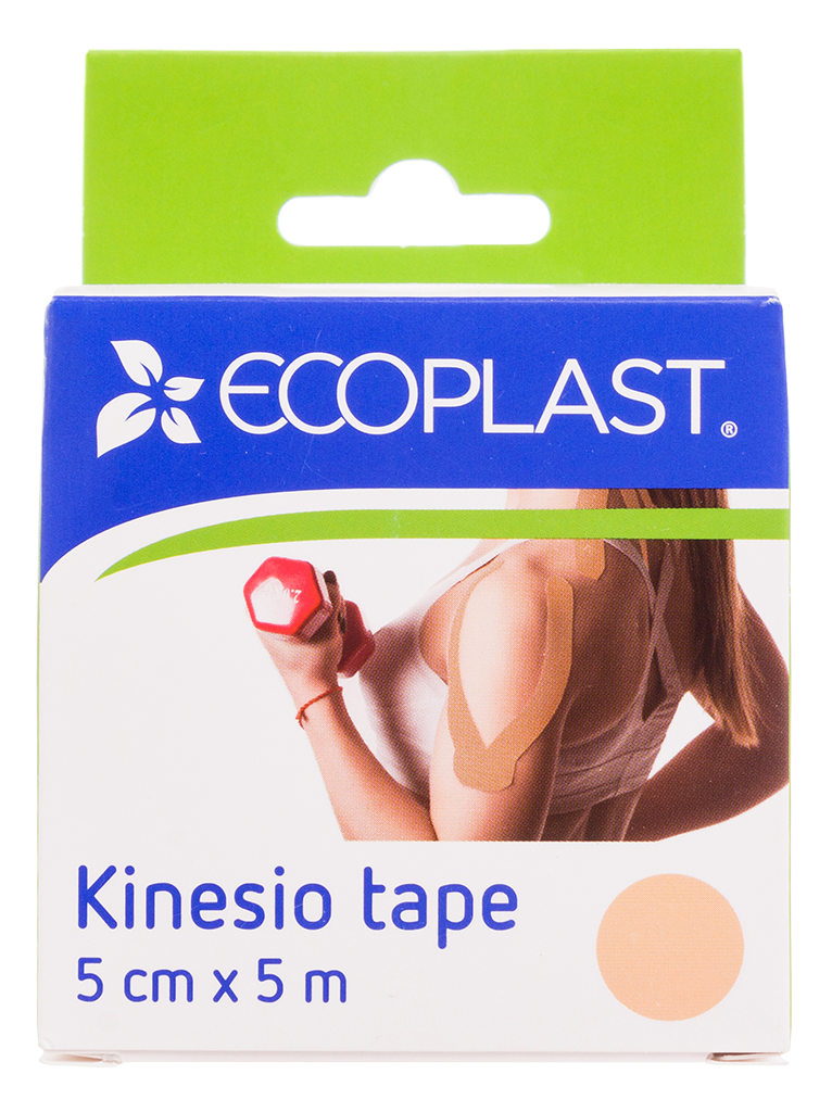 Ecoplast Kinesio tape, 5 см х 5 м, кинезио тейп, 1 шт, бежевый фото
