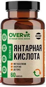 OVERvit Янтарная кислота, 400 мг, капсулы, 60 шт. фото