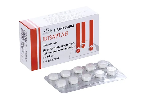 Лозартан, 50 мг, таблетки, покрытые пленочной оболочкой, 40 шт. фото