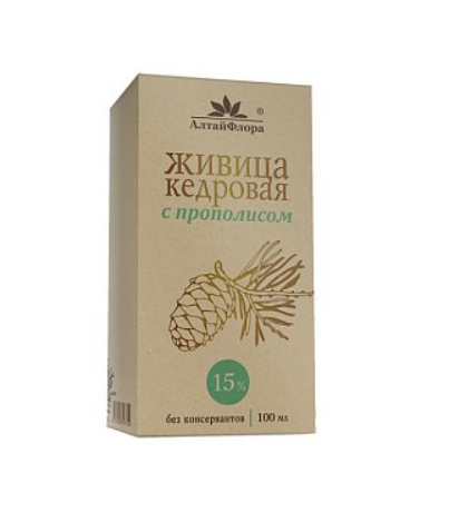 АлтайФлора живица кедровая, 15 %, 100 мл, 1 шт, с прополисом фото