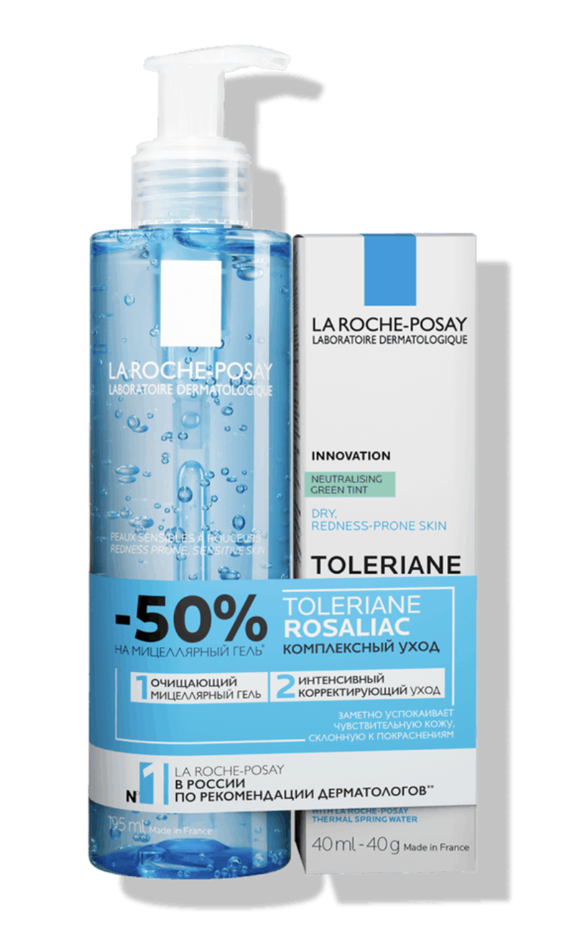 La Roche-Posay Toleriane Rosaliac AR уход против покраснений 40 мл + гель мицеллярный 195 мл, набор, 1 шт. фото