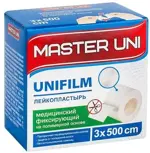 Master Uni Unifilm Лейкопластырь полимерная основа, 3 см х 500 см, пластырь, 1 шт, прозрачный фото 