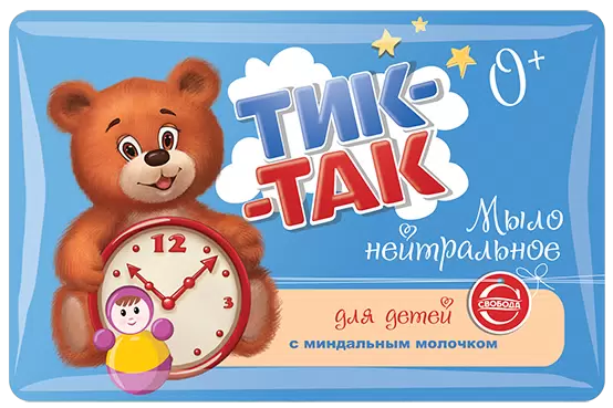 Тик-так Мыло туалетное нейтральное, мыло, 90 г, 1 шт, для детей с рождения, с миндальным молочком фото