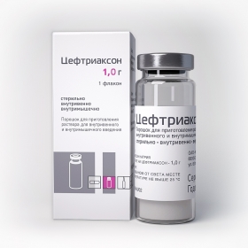 Цефтриаксон, 1 г, порошок для приготовления раствора для внутривенного и внутримышечного введения, 1 шт. фото
