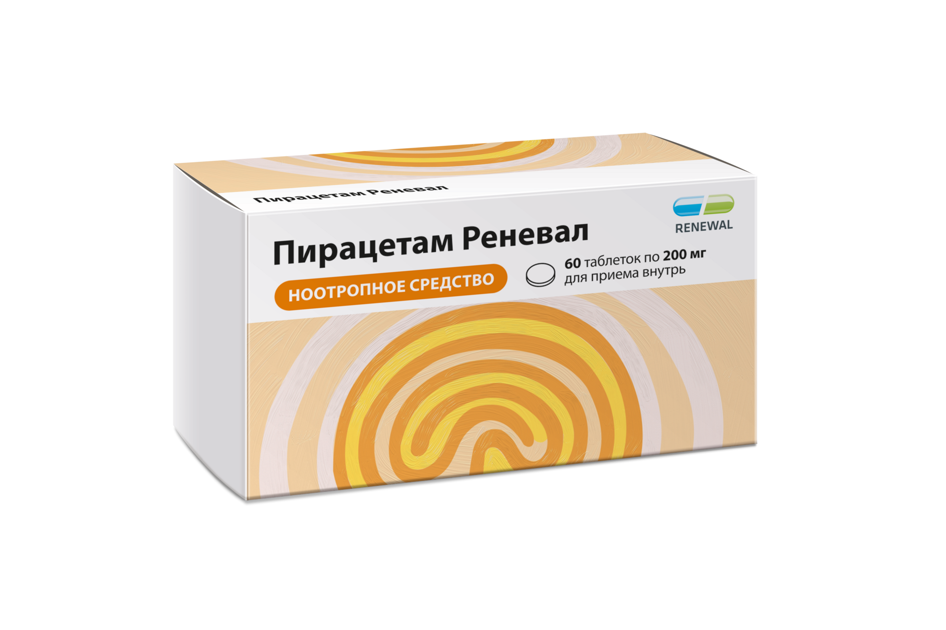 Пирацетам Реневал, 200 мг, таблетки, покрытые пленочной оболочкой, 60 шт. фото