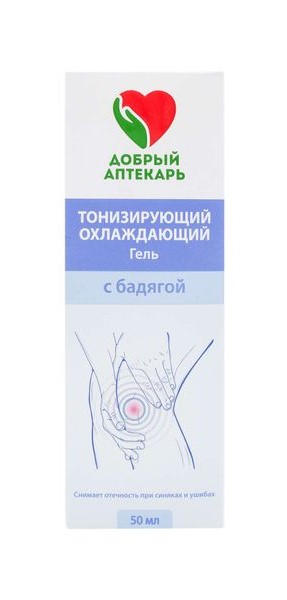 Добрый Аптекарь Гель для тела тонизирующий охлаждающий с бадягой, гель для тела, 50 мл, 1 шт. фото
