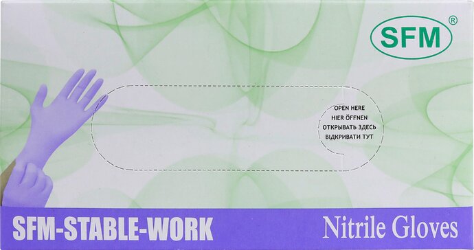 SFM Перчатки смотровые нитриловые неопудренные нестерильные, Small S (6-7), пара, 50 шт, фиолетово-голубого цвета фото