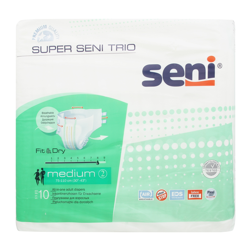 Seni Super Trio Подгузники для взрослых, Medium M (2), 10 шт, 75-110 см фото