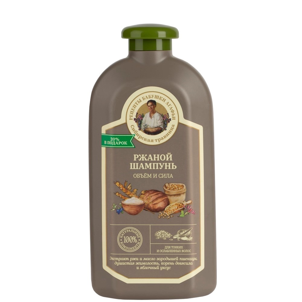 Рецепты бабушки Агафьи Шампунь ржаной, шампунь, 500 мл, 1 шт, объем и сила фото