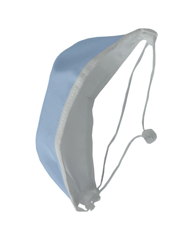 Маска медицинская многоразовая Эласма, 1 шт, с тесьмой-завязкой и фиксатором вокруг головы, из комбинированных материалов, голубая, арт. С-902 фото