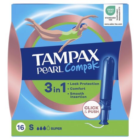 Tampax Pearl Compak super тампоны с аппликатором, тампоны женские гигиенические, 16 шт. фото