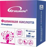 Фолиевая кислота Югмедфарм, 400 мкг, капсулы, 90 шт. фото 