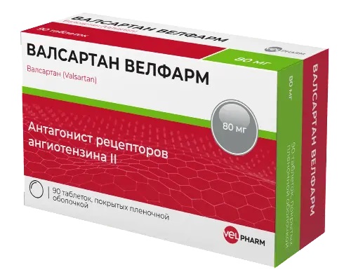 Валсартан Велфарм, 80 мг, таблетки, покрытые пленочной оболочкой, 90 шт. фото