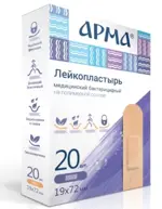Арма Лейкопластырь с хлоргексидином, 1.9 см х 7.2 см, лейкопластырь, 20 шт, телесный, полимерная основа фото