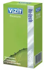 Презервативы Vizit Hi-Tech Pleasure, презерватив, 12 шт, с колечками и пупырышками фото