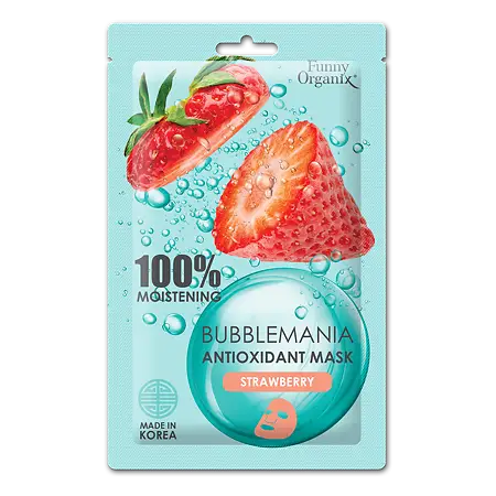 Funny Organix Bubblemania маска-антиоксидант тканевая кислородная сочная клубника, маска для лица, 1 шт. фото