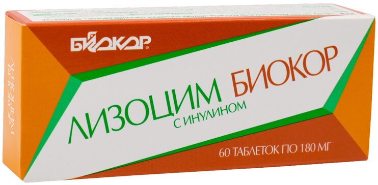 Лизоцим Биокор с Инулином, таблетки для рассасывания, 60 шт. фото