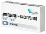 Амлодипин + Бисопролол, 5 мг + 5 мг, таблетки, 30 шт. фото