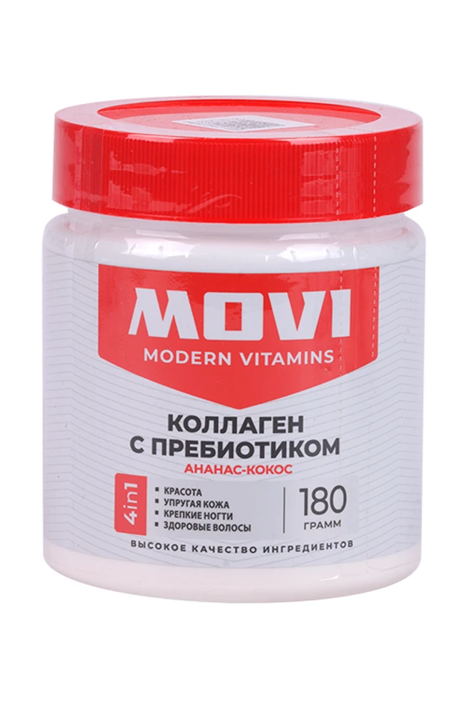 MOVI Коллаген с пребиотиком, порошок, 180 г, 1 шт, кокос + ананас фото