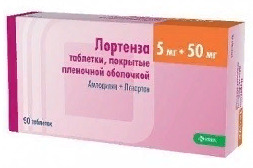 Лортенза, 5 мг+50 мг, таблетки, покрытые пленочной оболочкой, 90 шт. фото