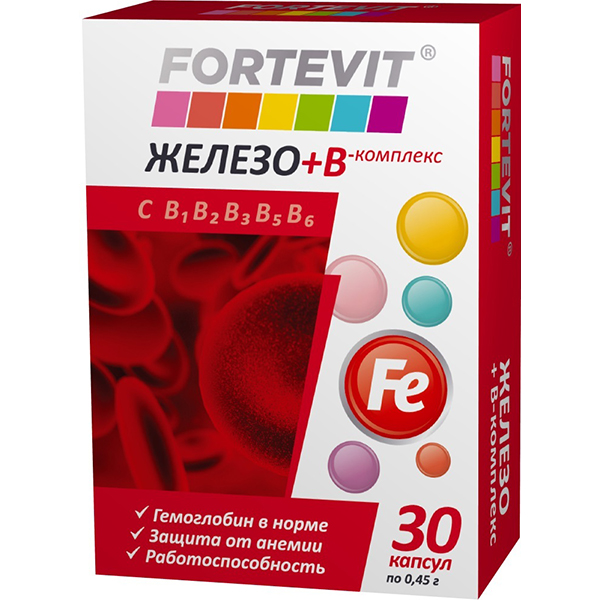 Фортевит Железо плюс B комплекс, капсулы, 30 шт. фото