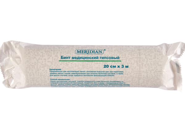Meridian Бинт гипсовый, 20 см х 3 м, 1 шт. фото
