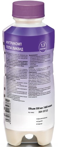 Нутрикомп Гепа Ликвид, смесь для энтерального питания, 500 мл, 1 шт, шоколад фото