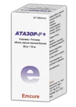 Атазор-Р, 300 мг + 100 мг, таблетки, покрытые оболочкой, 30 шт. фото 