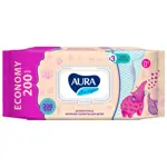 Aura Ultra Comfort салфетки влажные детские с алоэ и витамином Е, салфетки влажные, 200 шт, пластиковый клапан фото