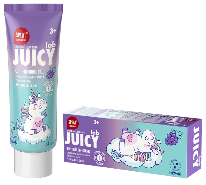 Splat Juicy Lab Зубная паста детская, паста зубная, 55 мл, 1 шт, виноград, для детей всех возрастов фото