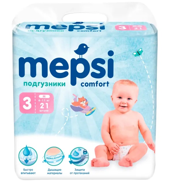 Mepsi Подгузники, 6-11 кг, 21 шт, р. M фото