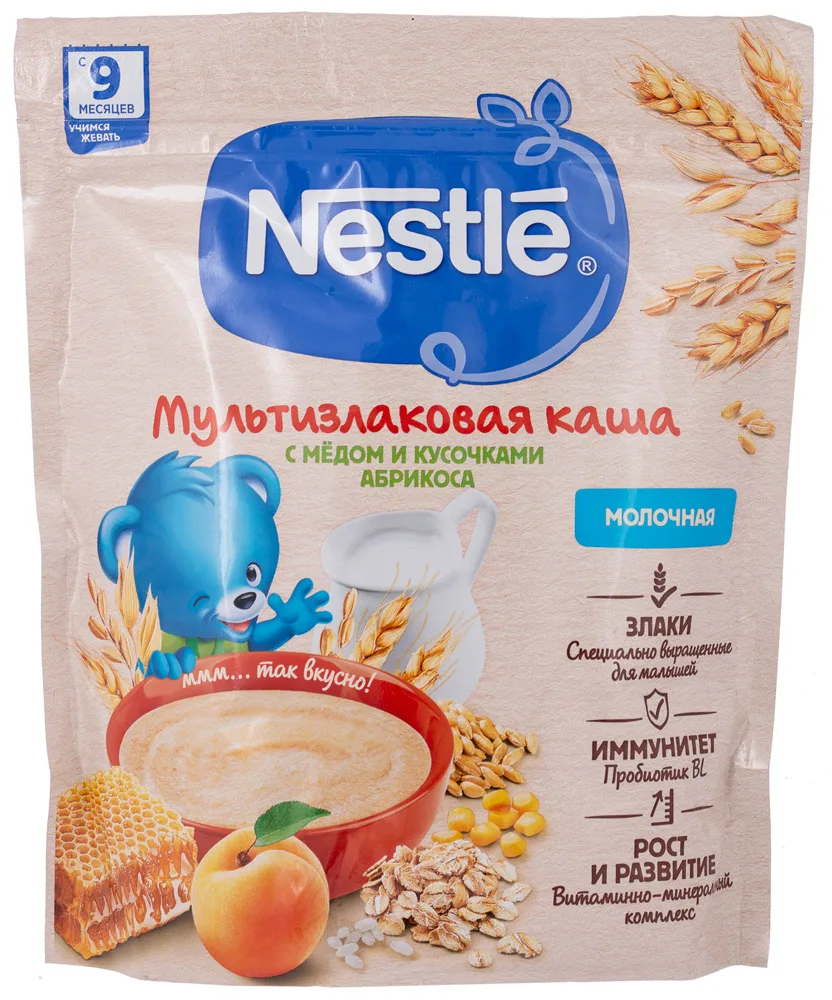 Nestle каша молочная мультизлаковая, каша, 200 г, 1 шт, мёд + абрикос фото